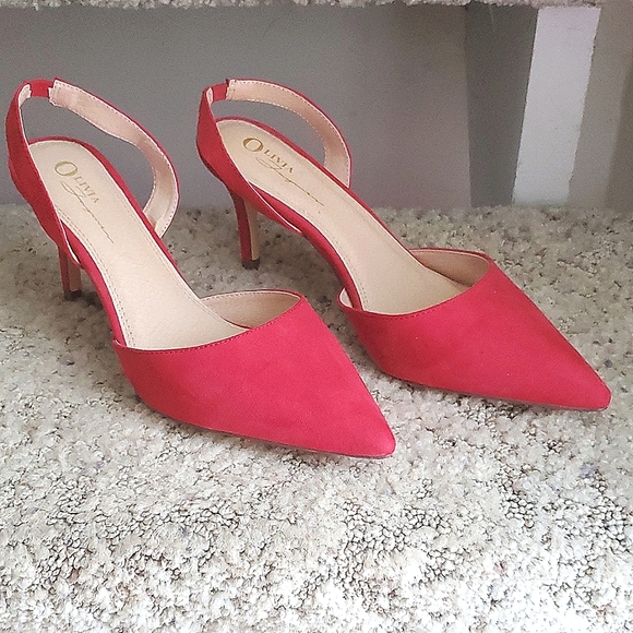Sling Back Kitten Heels Red NWOT - Picture 2 of 5